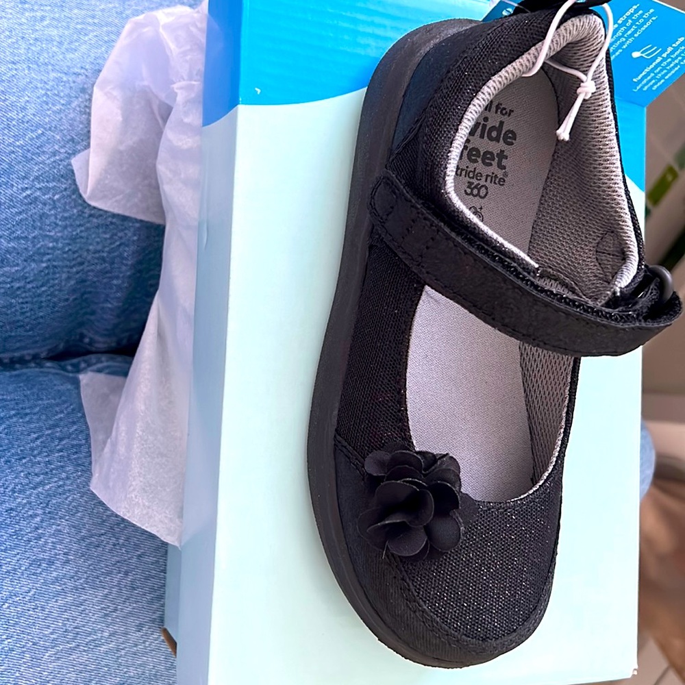 Stride Rite 360 Gemma Black Glitter Mary Janes